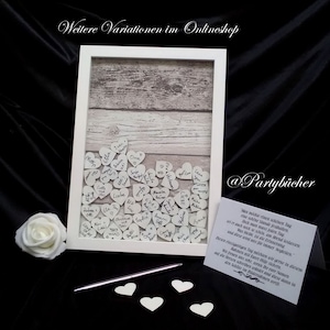 Guestbook as picture frame with wooden heart nature, guestbook wood, guestbook wooden heart, vintage, boho, wedding guestbook, wedding candle image 1