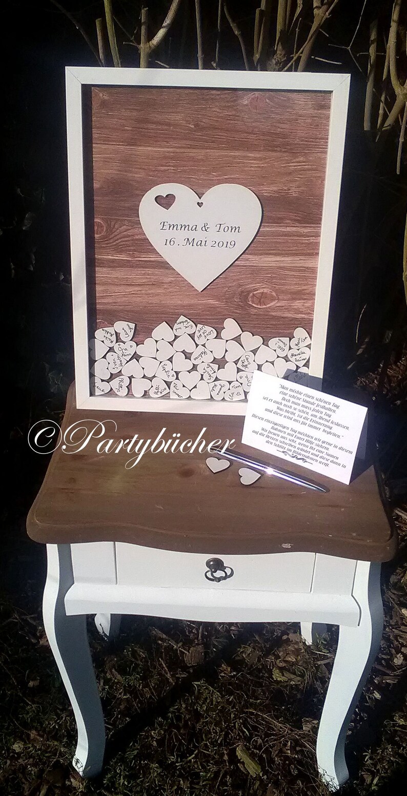 Guest Book Wood Hearts Guestbook Frame Xl Image 0