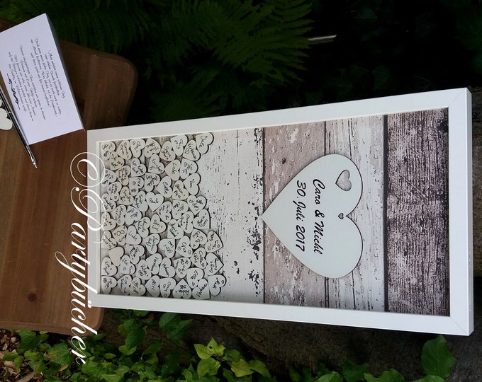 Holzherz Gästebuch,Wedding tree,Hochzeitsgästebuchrahmen, geschenk zur