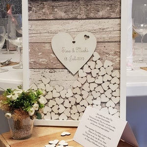 Wedding guest book made of wood with engraving and slot for wooden hearts, guest book wedding, guest book vintage, guest book boho, drop in,