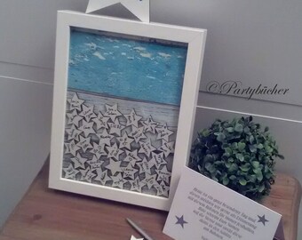 Guest book as a picture frame with wooden stars size. L