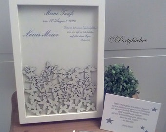 Bilderrahmen Gästebuch, Dropbox,Hochzeitsgästebuch,Gästebuch zur Taufe,Drop in, Vintage,Taufdeko,Taufgeschenk,weiss,Schmetterling,Gästebuch