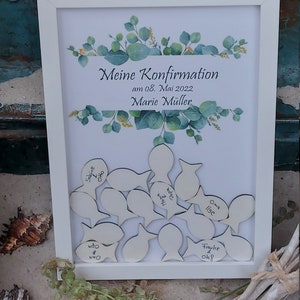 Guest book confirmation, guest book communion, guest book frame, confirmation fish, perfect gift godmother, confirmation decoration