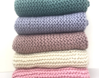 Hand-knitted Baby Blanket, 100 Percent Merino Wool