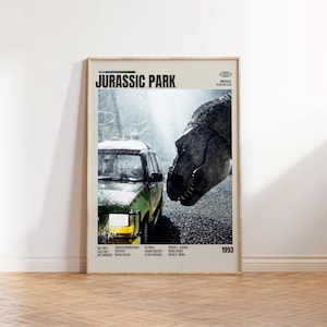 Jurassic Park-filmaffisch, utskrivbar väggkonst, dinosauriefilmtryck, äventyrsfilmaffisch, vintagefilmdekor, digital nedladdning