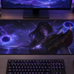 Xal'atath Mouse Pad, World of Warcraft Gaming Desk Mat, Cosmic Void Fantasy Deskmat, 32x16 Large Gamer Mousepad, PC Gaming Gift