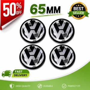Volkswagen Silver Chrome Wheel Center Caps – 65mm (2.5 Inch) Hub Covers
