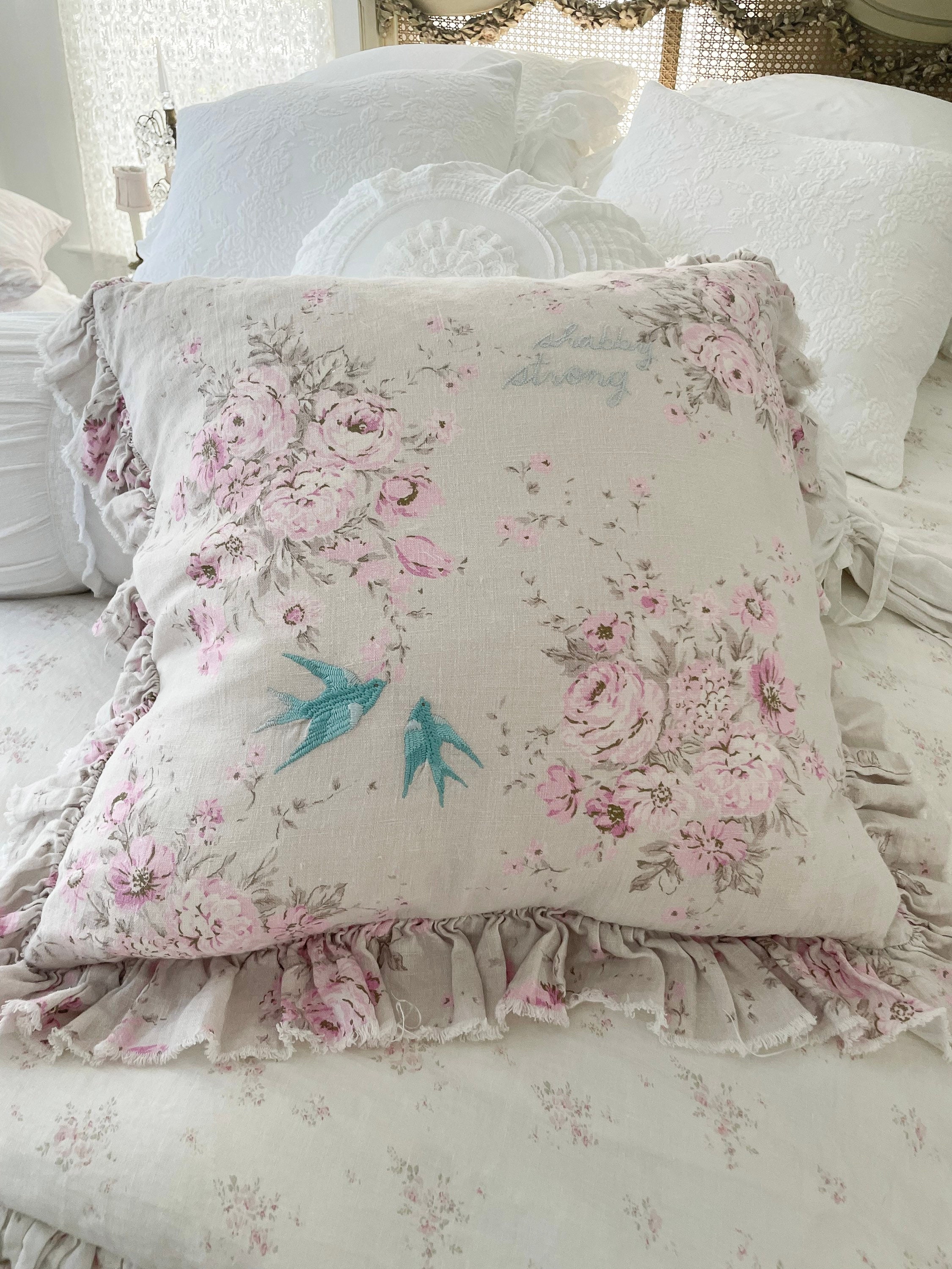 Gorgeous Rachel Ashwell Shabby Chic Couture Shabby Strong Pillow Linen Ruffled Pillow With Insert Etsy