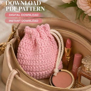 Crochet Drawstring Pouch Pattern, Small Bag, Jewelry, Dice, Coin Purse (PDF Download)
