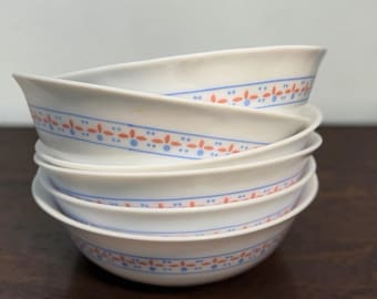 6 vintage Hearts 'N Geese ARCOPAL skålar Frankrike Cottagecore mjölkglas blå rosa