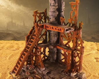 Ruinierter Gerüstturm des Weltraumimperiums | 28-mm-Gelände für Science-Fiction-Tabletop-Spiele