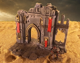 Ruine eines gotischen Torhauses im Weltraumimperium | 28-mm-Gelände für Science-Fiction-Tabletop-Spiele
