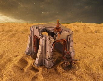 Ruinierter Wachposten des Weltraumimperiums | 28-mm-Gelände für Science-Fiction-Tabletop-Spiele