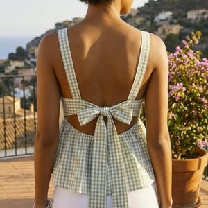 Naaipatroon voor een top met strik op de rug, naaipatroon voor dames, patroon voor een peplumtop, naaipatronen voor dames, zomertop, top met strik, blousepatroon