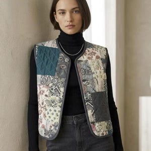 Vest Sewing Pattern, Front Tie Top Pattern, Vest Pattern, Top sewing pattern, Women Sewing Patterns, Quilted Vest, Patchwork Vest