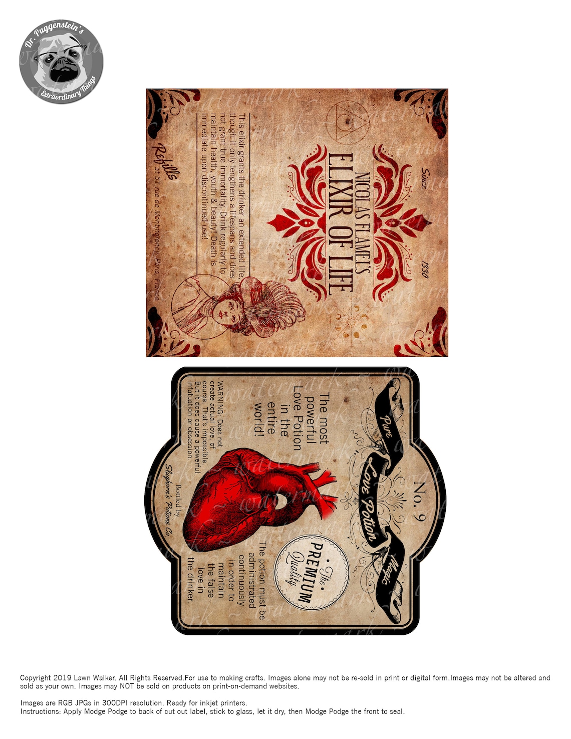 Elixir of Life &amp; Love Potion Halloween Potion or Wine Bottle Label - Etsy