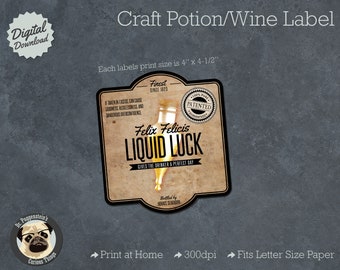 Felix Felicis Liquid Luck Halloween Potion or Ingredient Label