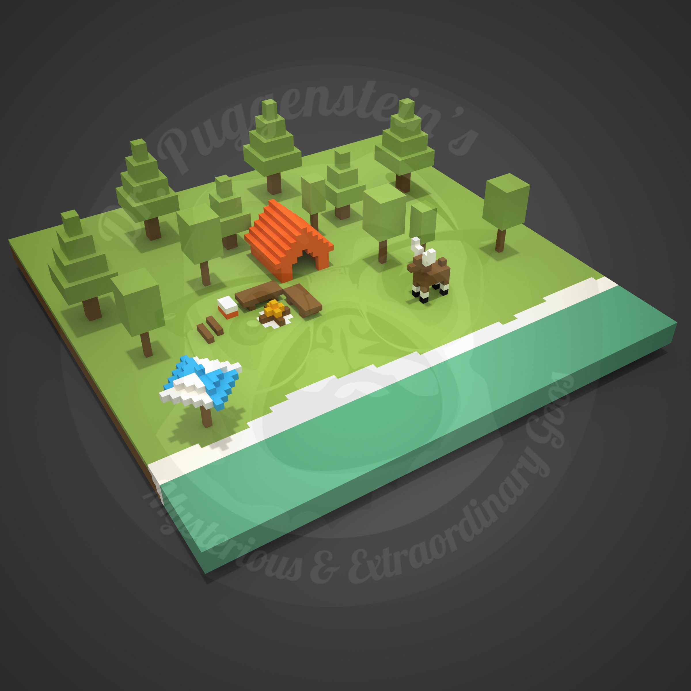 Isometric Voxel Pixel Art Camping Scene 2JPG & PNG Stock Art Etsy UK