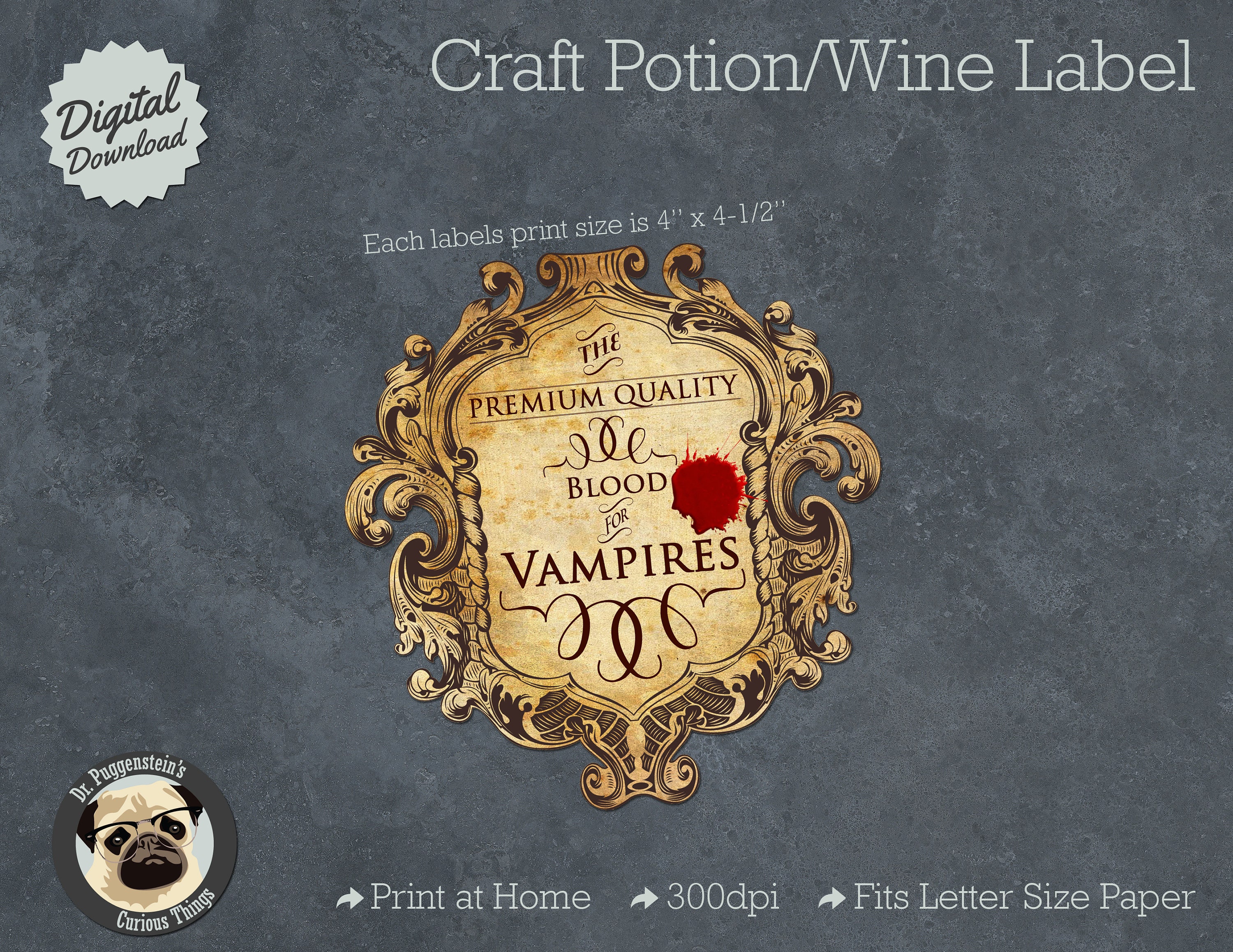 Blood for Vampires Halloween Spooky Wine Bottle Label - Etsy