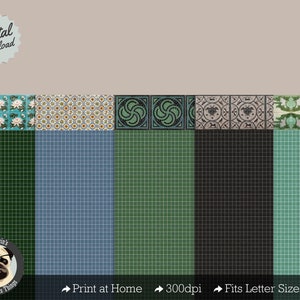 Digital Download 5 Tiles with Antique Accent Tiles Textures for 1:12 Scale Model