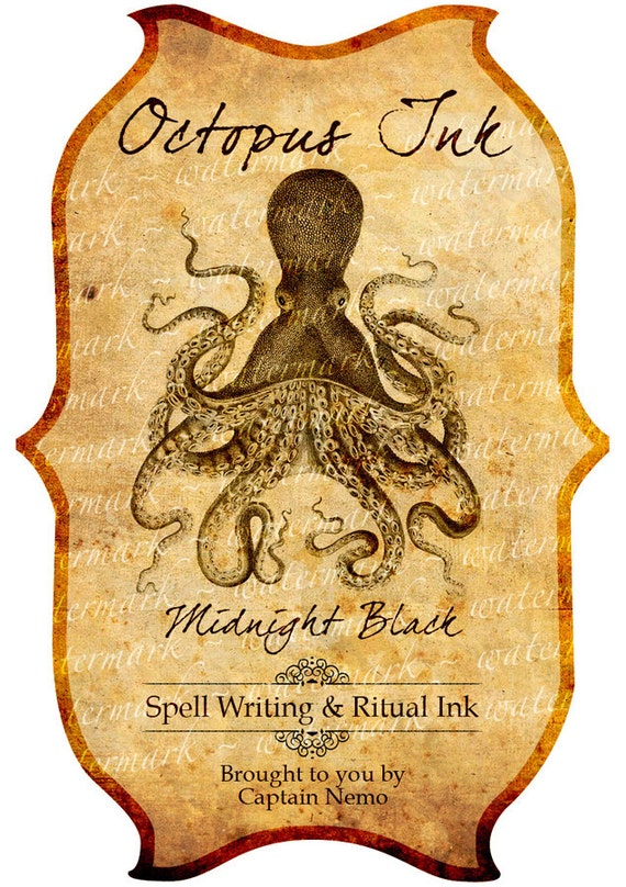 biografi våben forfængelighed Octopus Ink Halloween Decor Potion Bottle or Apothecary - Etsy
