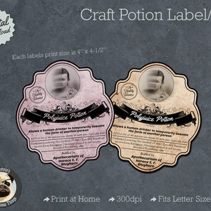 2 Polyjuice Potion Halloween Potion or Wine Bottle Label