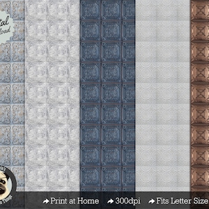 Digital Download 5 Ceiling Tiles Textures for 1:12 Scale Model Ceilings