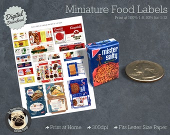 Vintage Food Label for making Miniatures Canned and Boxed Food for Dollhouse