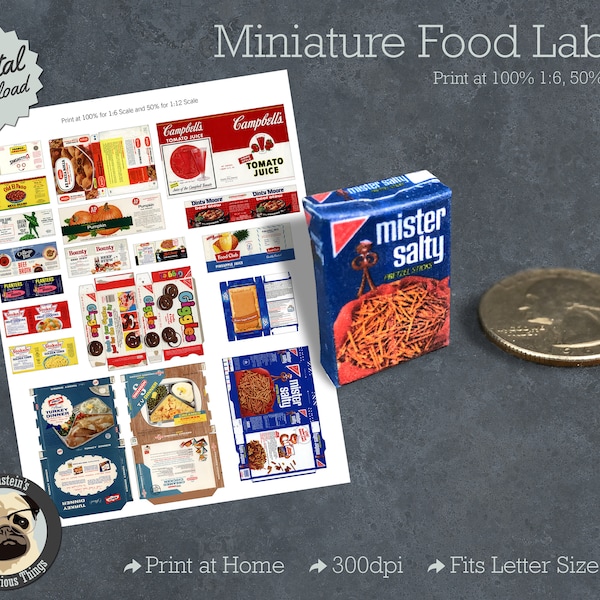 Vintage Food Label for making Miniatures Canned and Boxed Food for Dollhouse