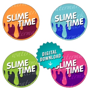 4 Colors - 2&quot; Round Slime Labels OR Cupcake Toppers AVERY 22807