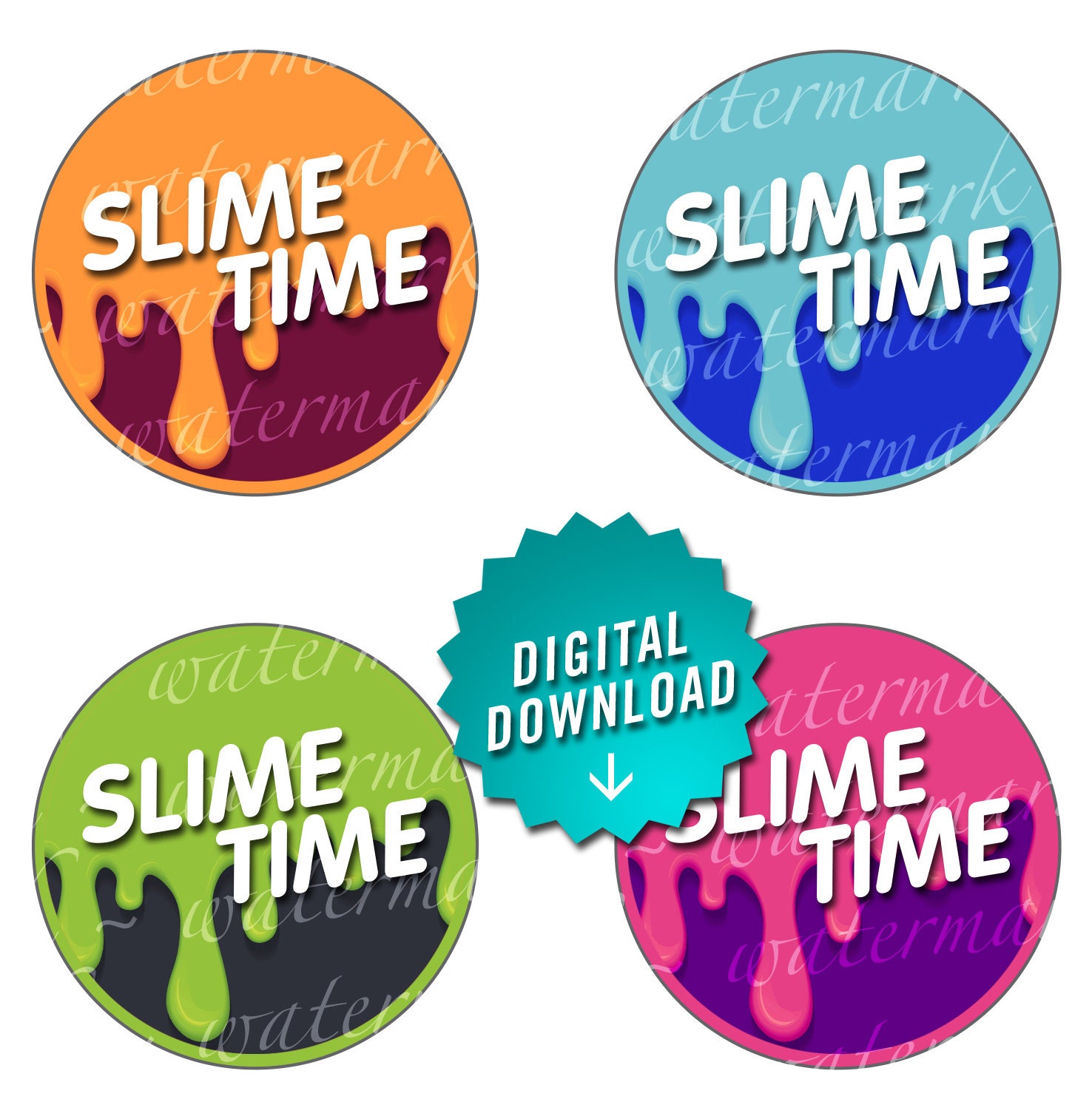 Slime Party Decorations, Slime Birthday Cupcake Toppers and Wraps