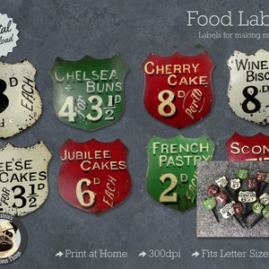 Miniature Antique Bakery Food Label Signs in UK Pence