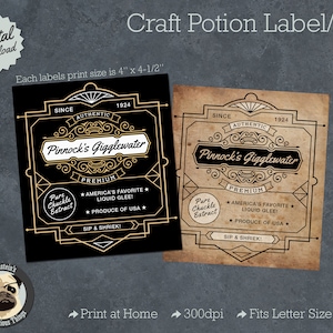 2 Gigglewater Potion Halloween Potion or Wine Bottle Label