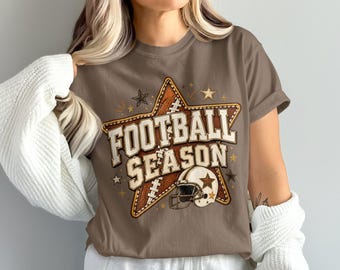 Temporada de fútbol americano / Día de partido retro / Aficionado a los deportes retro / Camiseta vintage con casco y estrellas
