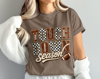 Camiseta gráfica de fútbol americano Touch Down Season - Día de partido, aficionado a los deportes retro / Fiesta previa al partido