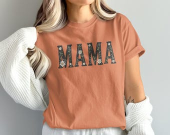 Camiseta floral MAMA - Boho Daisy Mama Life