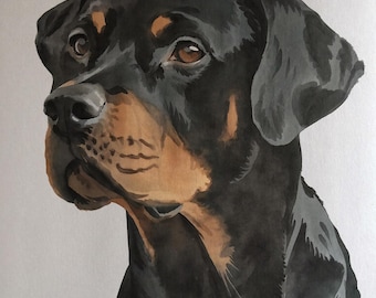 Rottweiler Watercolor Print | Printable Rottweiler Wall Art | Instant Download | Dog Lover Gift