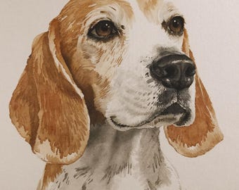 Beagle Watercolor Print | Printable Beagle Wall Art | Instant Digital Download | Dog Lover Gift