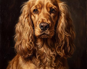 Cocker Spaniel Oil Painting Print | Printable Cocker Spaniel Art | Instant Download | Dog Lover Gift