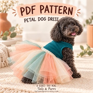 Petal Dog Dress Pattern PDF, XS–XXL, Illustrated Sewing & Fit Guides