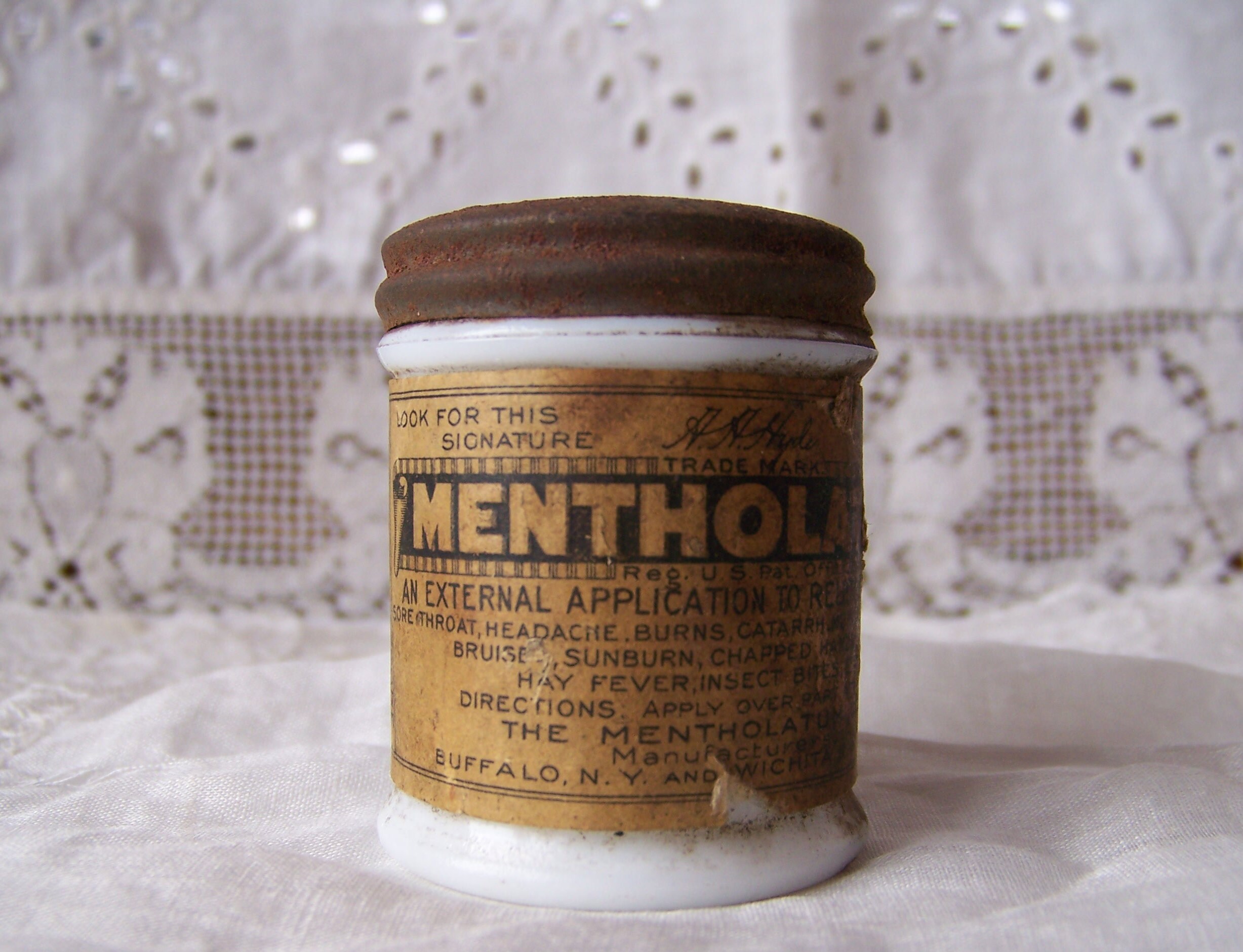 Antique Mentholatum Jar.Antique Medicine Jar.Antique Rustic Etsy