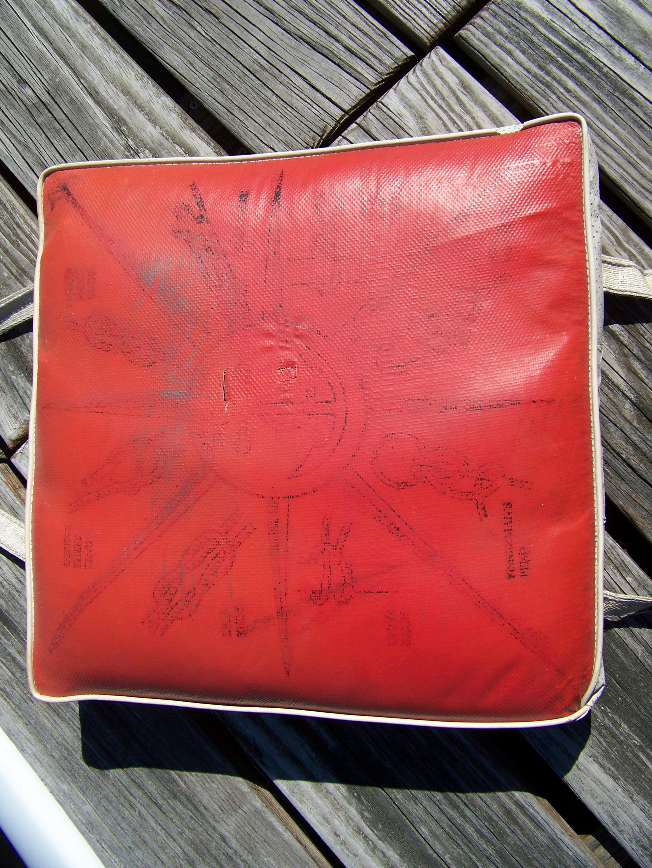 Vintage Boat Cushion.Reddish/Orange Vinyl Boat Cushion.Vintage Etsy
