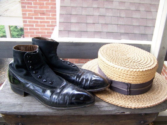 Antique Victorian Button Shoes.Antique Men's Shoes