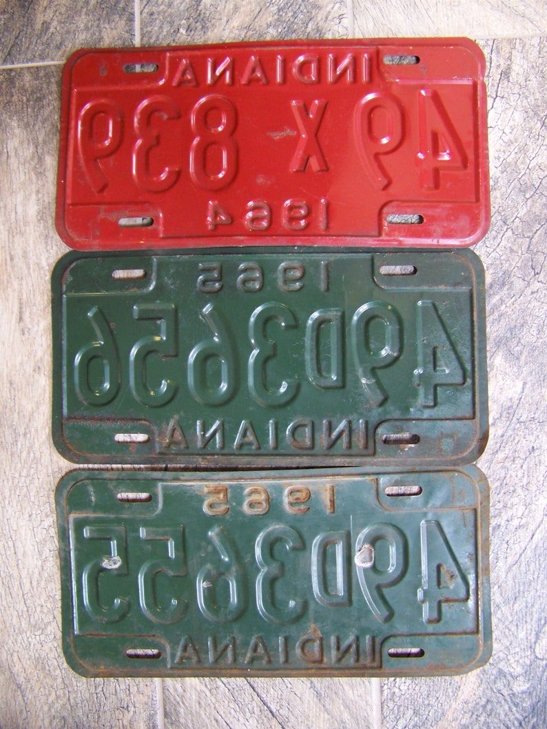 Indiana License Plates Lot of 3Vintage 1964 and 1965.Red and Etsy