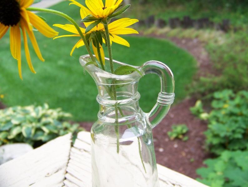 Vintage Clear Glass Pitcher With Handle.vintage Anchor Etsy