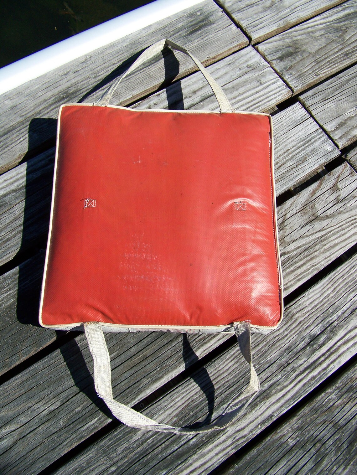 Vintage Boat Cushion.Reddish/Orange Vinyl Boat Cushion.Vintage Etsy