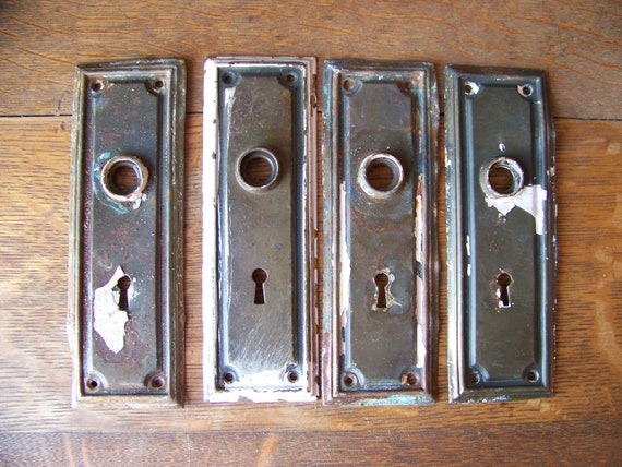 Antique Shabby Chic Door Platesset Of 4Door Knob Etsy image 0 - Antique Shabby Chic Door Platesset Of 4Door Knob Etsy