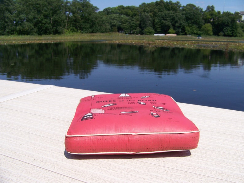 Vintage Boat Cushion.Retro Red Boat Cushion with Boating Etsy