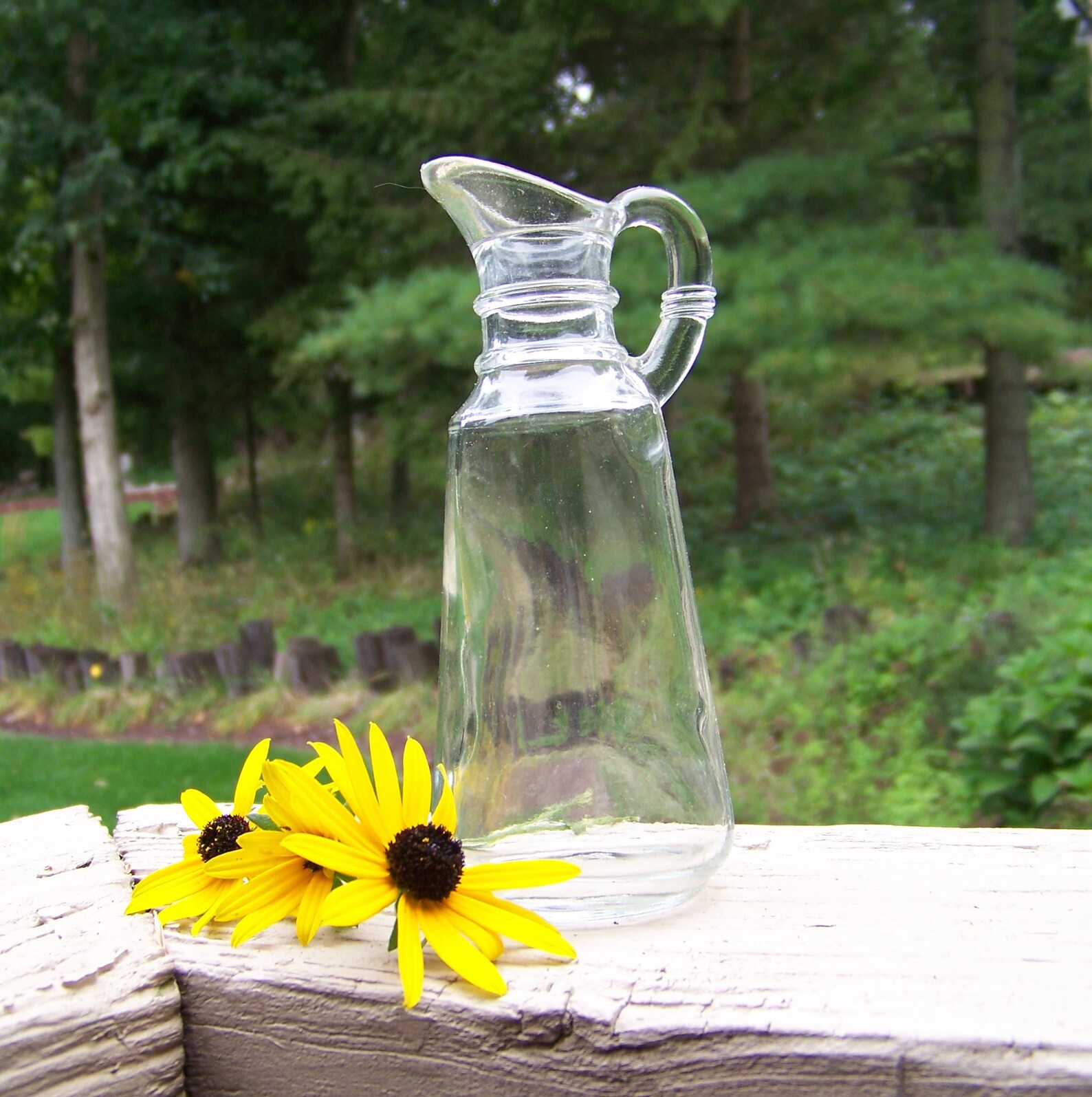 Vintage Clear Glass Pitcher With Handle.vintage Anchor Etsy