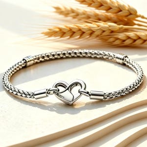 Armband aus 925er Sterlingsilber mit Herzverschluss und Unendlichkeitssymbol, schlichtes Armband zum Kombinieren, romantisches Schmuckgeschenk für Damen
